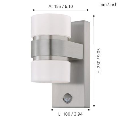 Eglo - Applique da esterno con sensore 2xLED/6W