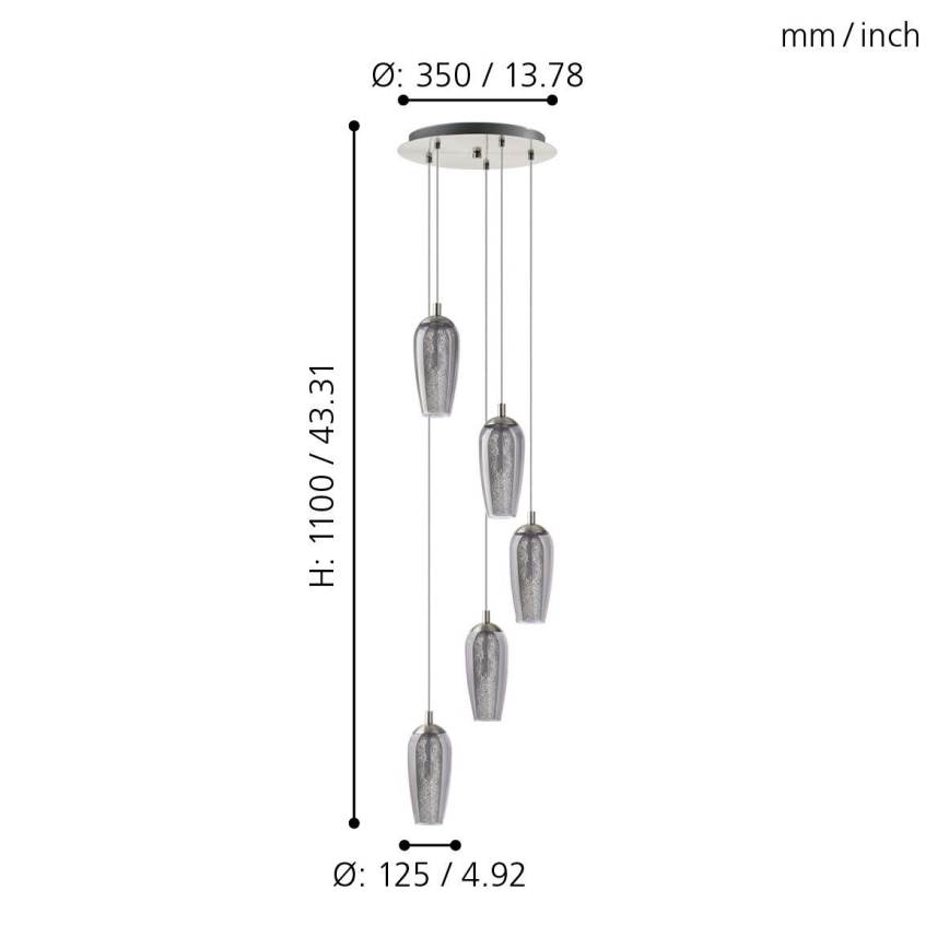 Eglo 96345 - Lampadario LED a sospensione con filo FARSALA 5xG9/2,5W/230V
