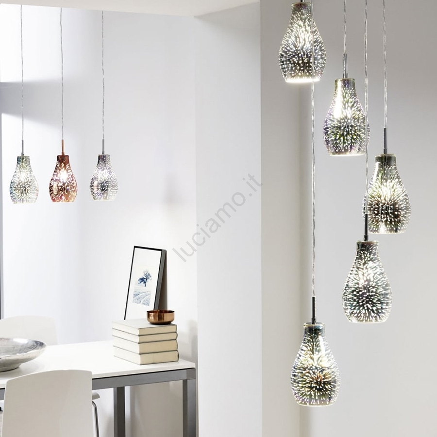 Lampada a Sospensione Domino, Metallo, Multicolore, 40x59x59 cm