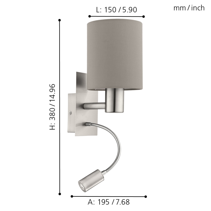 Eglo - LED Flessibile chiaro 1xE27/40W+LED/3,8W taupe