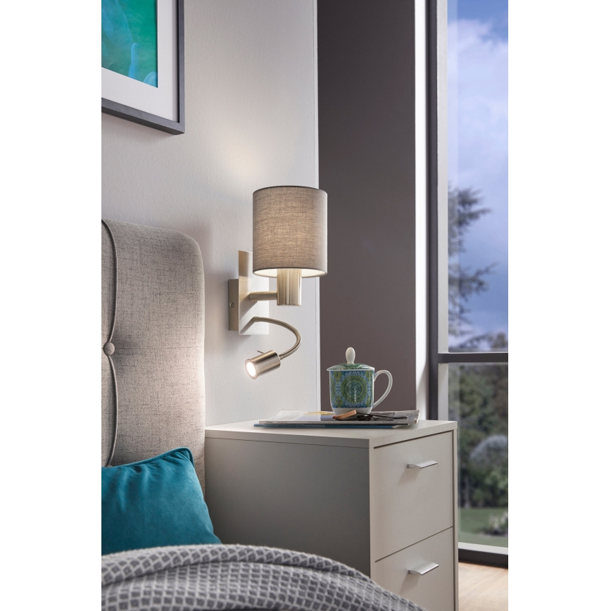Eglo - Lampada LED flessibile 1xE27/40W+LED/3,8W grigio