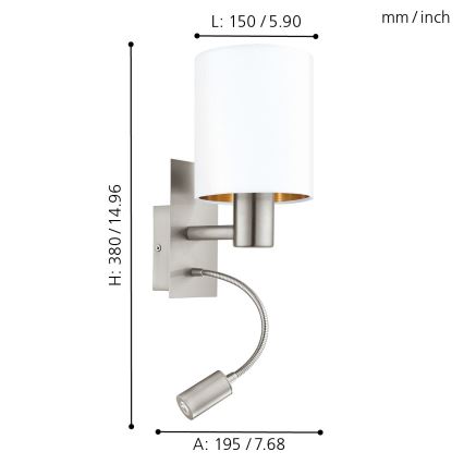 Eglo - Applique a LED 1xE27/40W+LED/3,8W bianco