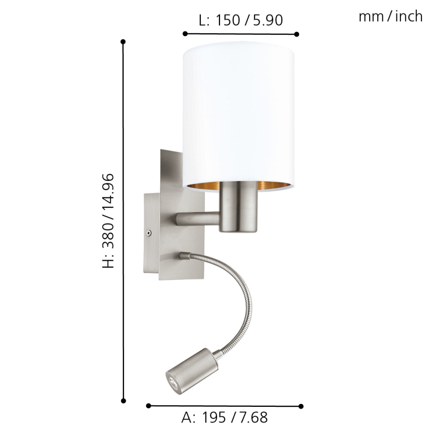 Eglo - Lampada LED flessibile 1xE27/40W+LED/3,8W bianco