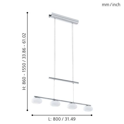 Eglo - Lampadario LED a sospensione con filo 4xLED/4,5W/230V