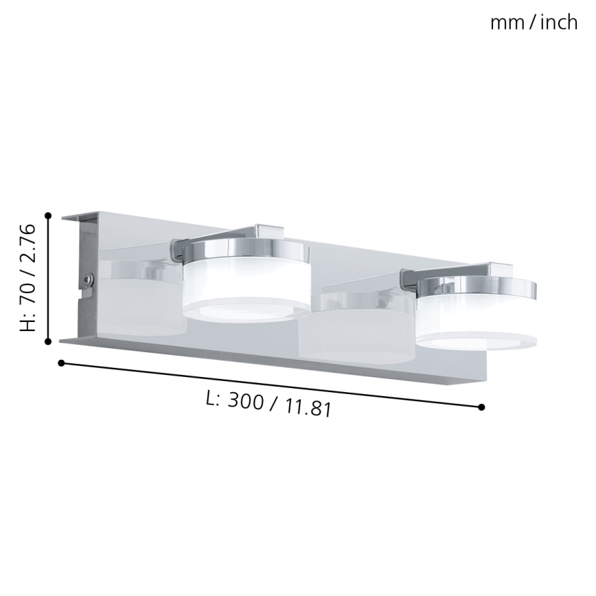Eglo -LED Applique da bagno dimmerabile 2xLED/7,2W/ IP44