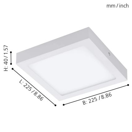 Eglo - Plafoniera dimmerabile LED RGBW FUEVA-C LED/15,6W/230V Bluetooth 22,5x22,5 cm