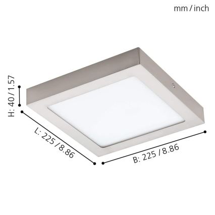 Eglo - Plafoniera LED RGBW dimmerabile FUEVA-C LED/15,6W/230V Bluetooth 22,5x22,5 cm