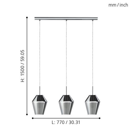 Eglo - Lampada a sospensione 3xE27/28W/230V