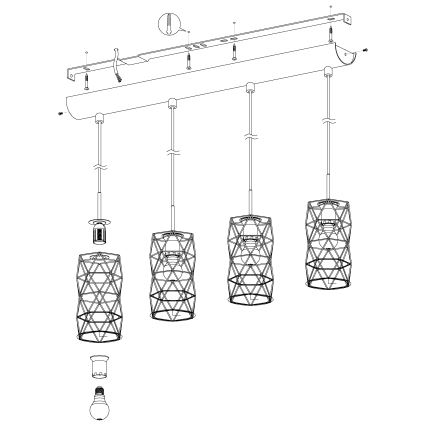 Eglo - Lampada a sospensione 4xE27/60W/230V