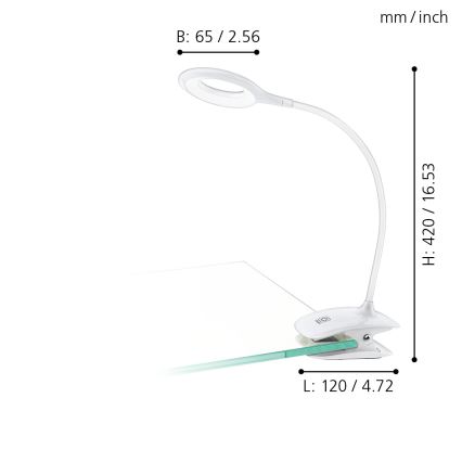Eglo - Lampada LED dimmerabile con clip 1xLED/3W/230V 500 mAh bianco