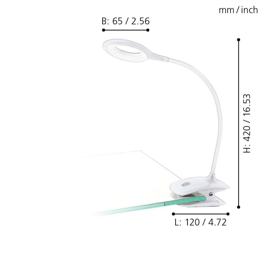 Eglo - Lampada LED dimmerabile con clip 1xLED/3W/230V 500 mAh bianco