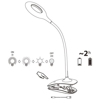 Eglo - Lampada LED dimmerabile con clip LED/3W/5V 500 mAh bianca