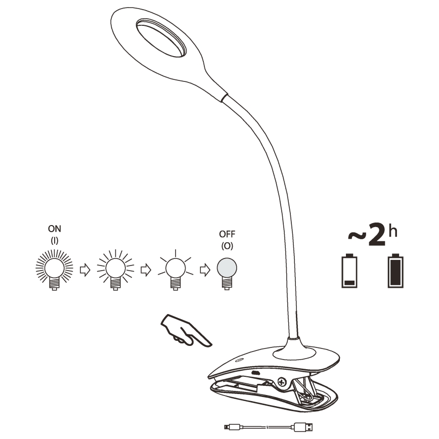 Eglo - Lampada LED dimmerabile con clip LED/3W/5V 500 mAh bianca