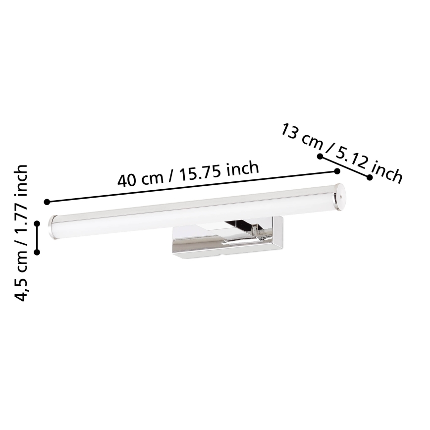 Eglo - Illuminazione per specchio da bagno LED, 7,4W/230V, 40 cm, IP44, cromo lucido