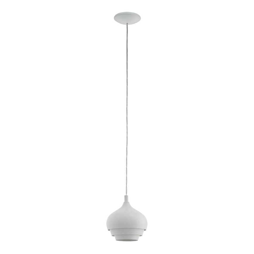 Eglo 97212 - Lampadario a sospensione su cavo CAMBORNE 1xE27/60W/230V bianco diametro 190 mm
