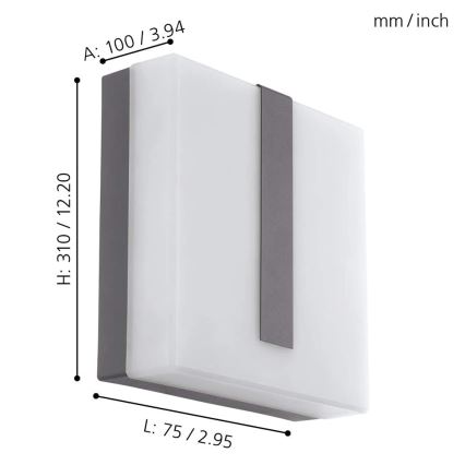 Eglo - Applique a LED da esterno TORAZZA-C LED/14W/230V