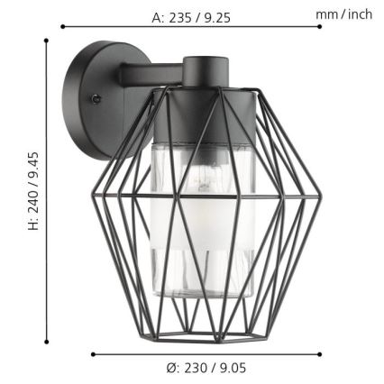 Eglo - Applique da esterno 1xE27/60W/230V