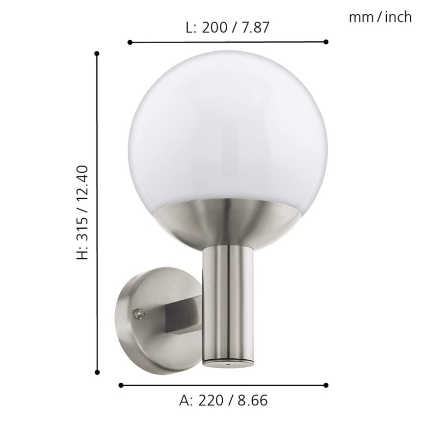 Eglo - Applique da esterno LED dimmerabile NISIA-C 1xE27/9W/230V IP44