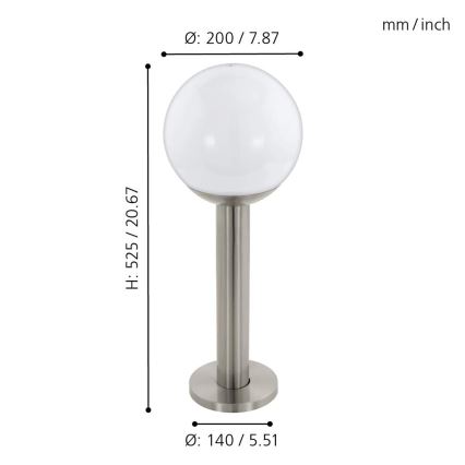 Eglo 97248 - Lampada da esterno dimmerabile a LED NISIA-C 1xE27/9W/230V 525 mm IP44