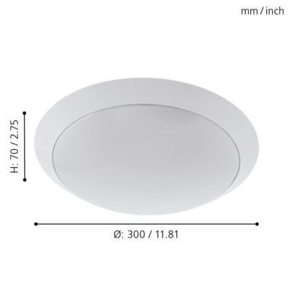 Eglo 97254 - Lampada da soffitto per bagno PILONE LED/11W/230V bianca IP44