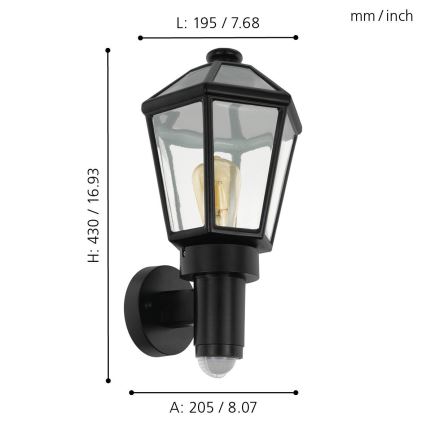 Eglo - Applique da esterno con sensore 1xE27/28W/230V