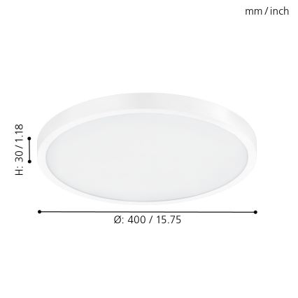 Eglo - Plafoniera LED/25W/230V bianca, rotonda, 2500 lm, Ø 40 cm