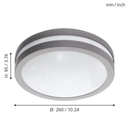 Eglo - Plafoniera LED da bagno LOCANA-C LED/14W/230V grigio