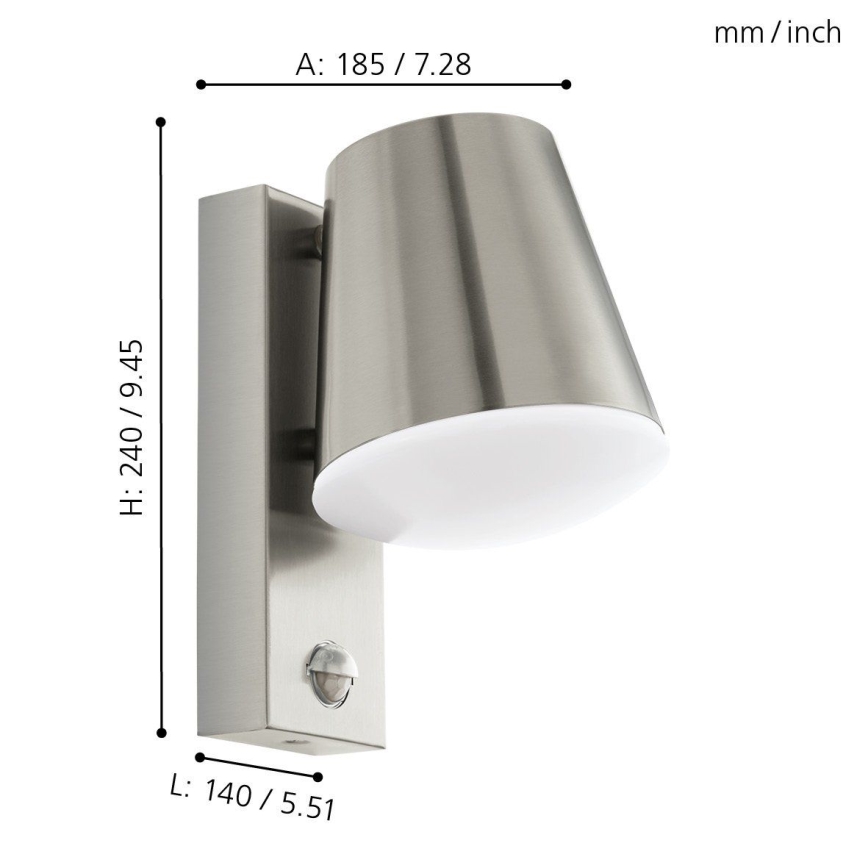 Eglo 97453 - Lampada da parete per esterni con sensore CALDIERO 1xE27/10W/230V IP44