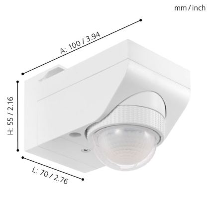 Eglo 97466 - Sensore esterno di movimento e crepuscolare DETECT ME 4 12 m bianco IP44