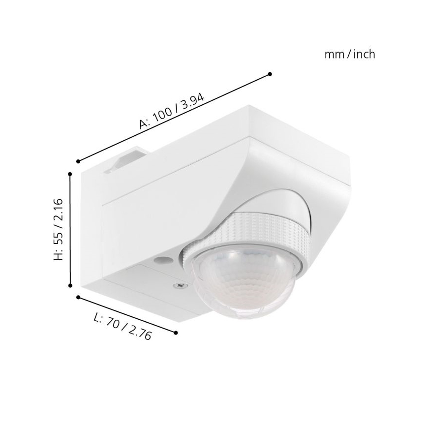 Eglo 97466 - Sensore esterno di movimento e crepuscolare DETECT ME 4 12 m bianco IP44