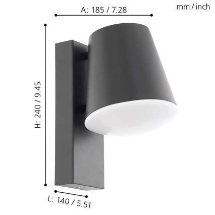 Eglo - Applique a LED da esterno CALDIERO-C 1xE27/9W/230V antracite