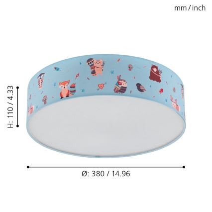 Eglo - Plafoniera per bambini 2xE27/40W/230V