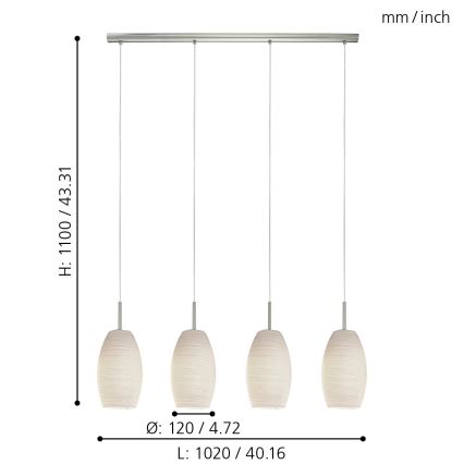 Eglo - Lampadario a sospensione con filo 4xE27/40W/230V