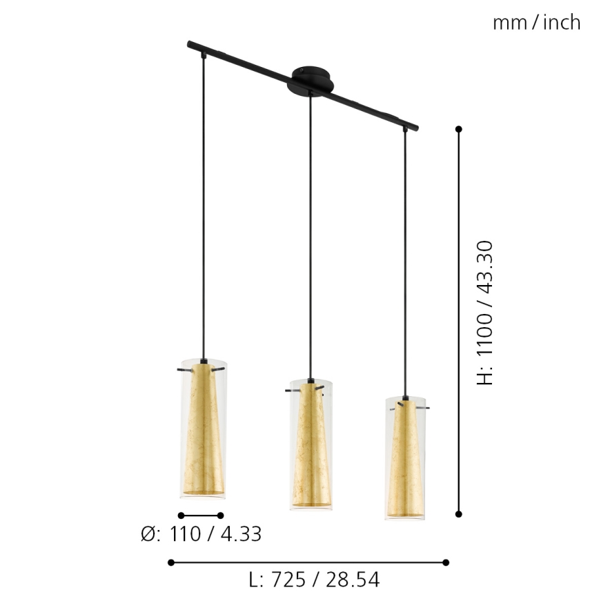 Eglo - Lampadario a sospensione con filo 3xE27/60W/230V