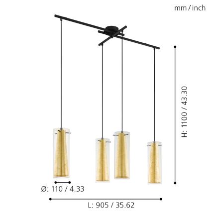 Eglo - Lampadario a sospensione con filo 4xE27/60W/230V