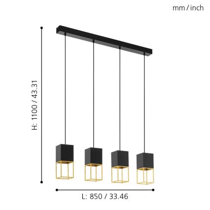 Eglo - Lampadario LED a sospensione con filo 4xGU10/5W/230V