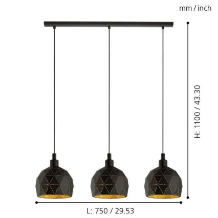 Eglo - Lampadario a sospensione con filo 3xE14/40W/230V