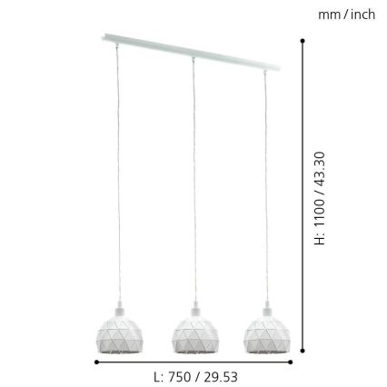 Eglo - Lampadario a sospensione con filo 3xE14/40W/230V