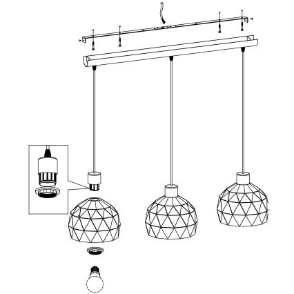 Eglo - Lampadario a sospensione con filo 3xE14/40W/230V