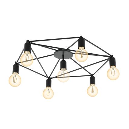 Eglo - Lampadario fisso 7xE27/60W/230V nero