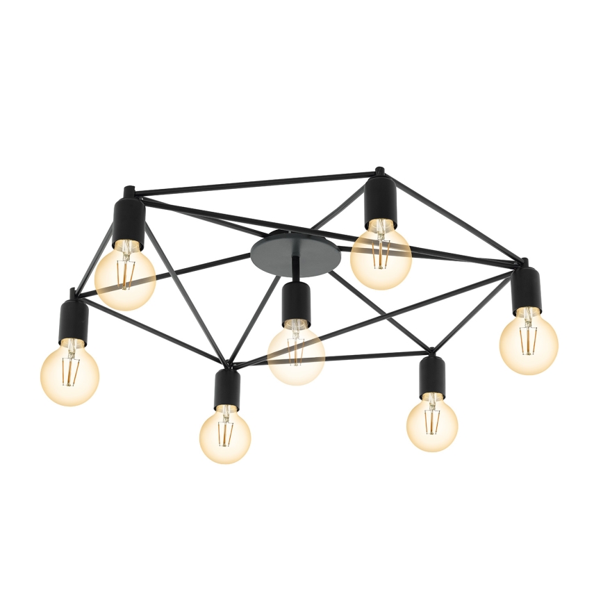 Eglo - Lampadario fisso 7xE27/60W/230V nero