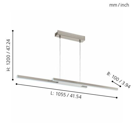 Eglo - Lampadario LED RGB a sospensione con filo dimmerabile FRAIOLI-C 2xLED/17W/230V