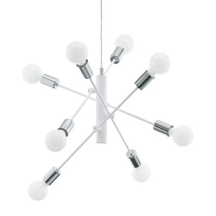 Eglo - Lampadario a sospensione con filo 8xE27/60W/230V bianco