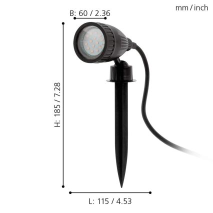 Eglo 98052 - Lampada da esterno LED RGB NEMA-C 1xGU10/5W/230V IP44