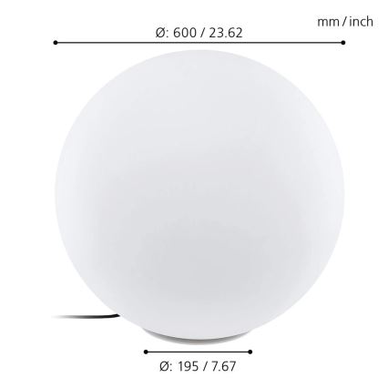 Eglo - Lampada da terra LED RGBW da esterno MONTEROLO-C 1xE27/9W/230V IP65 ø600