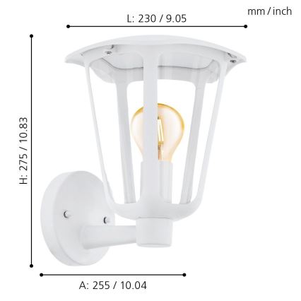 Eglo - Applique da esterno 1xE27/60W/230V IP4bianco