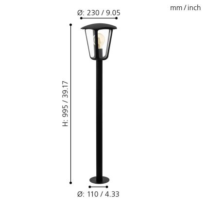 Eglo - Lampada da esterno 1xE27/60W/230V IP4altezza 995 nero