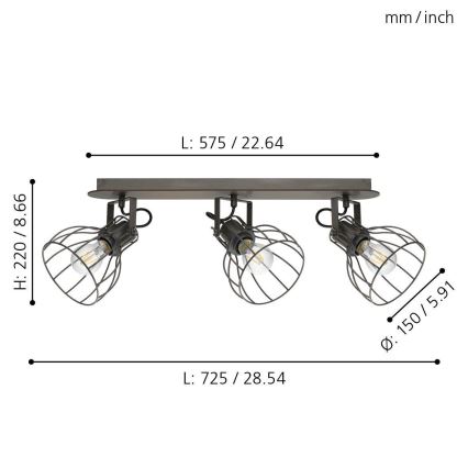 Eglo 98136 - Faretto SAMBATELLO 3xE27/40W/230V