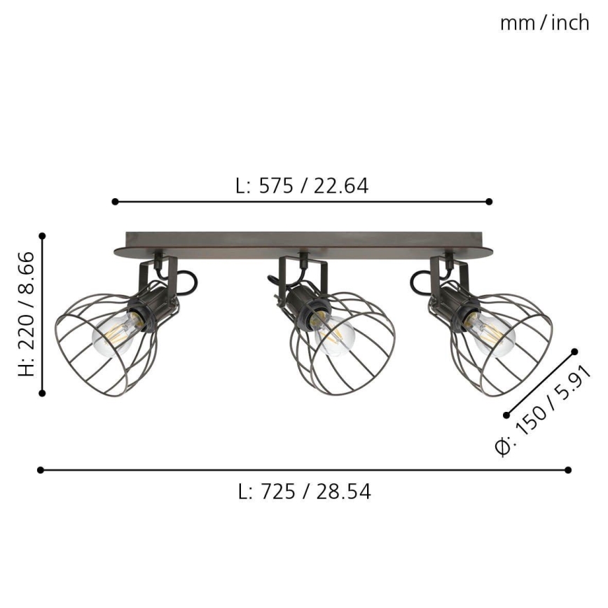 Eglo 98136 - Faretto SAMBATELLO 3xE27/40W/230V