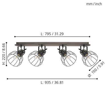 Eglo - Luce Spot 4xE27/40W/230V
